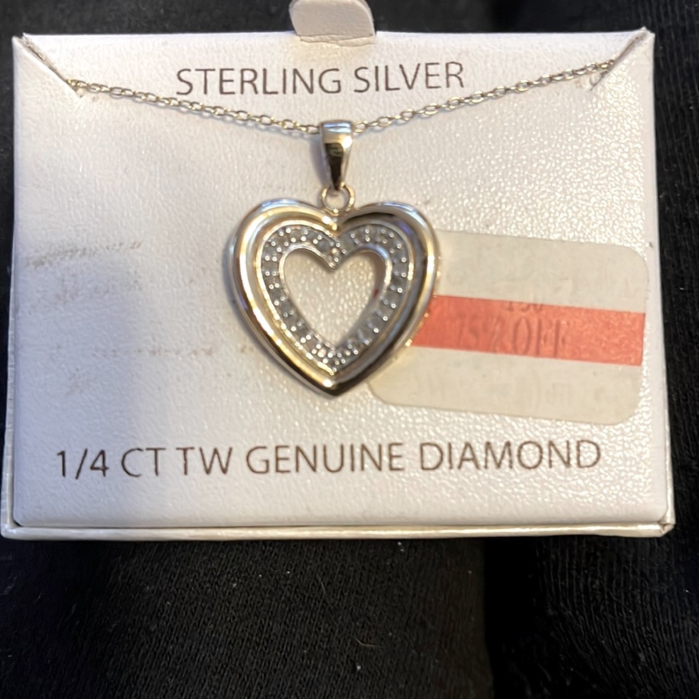 Diamond necklace sterling silver and genuine diamonds